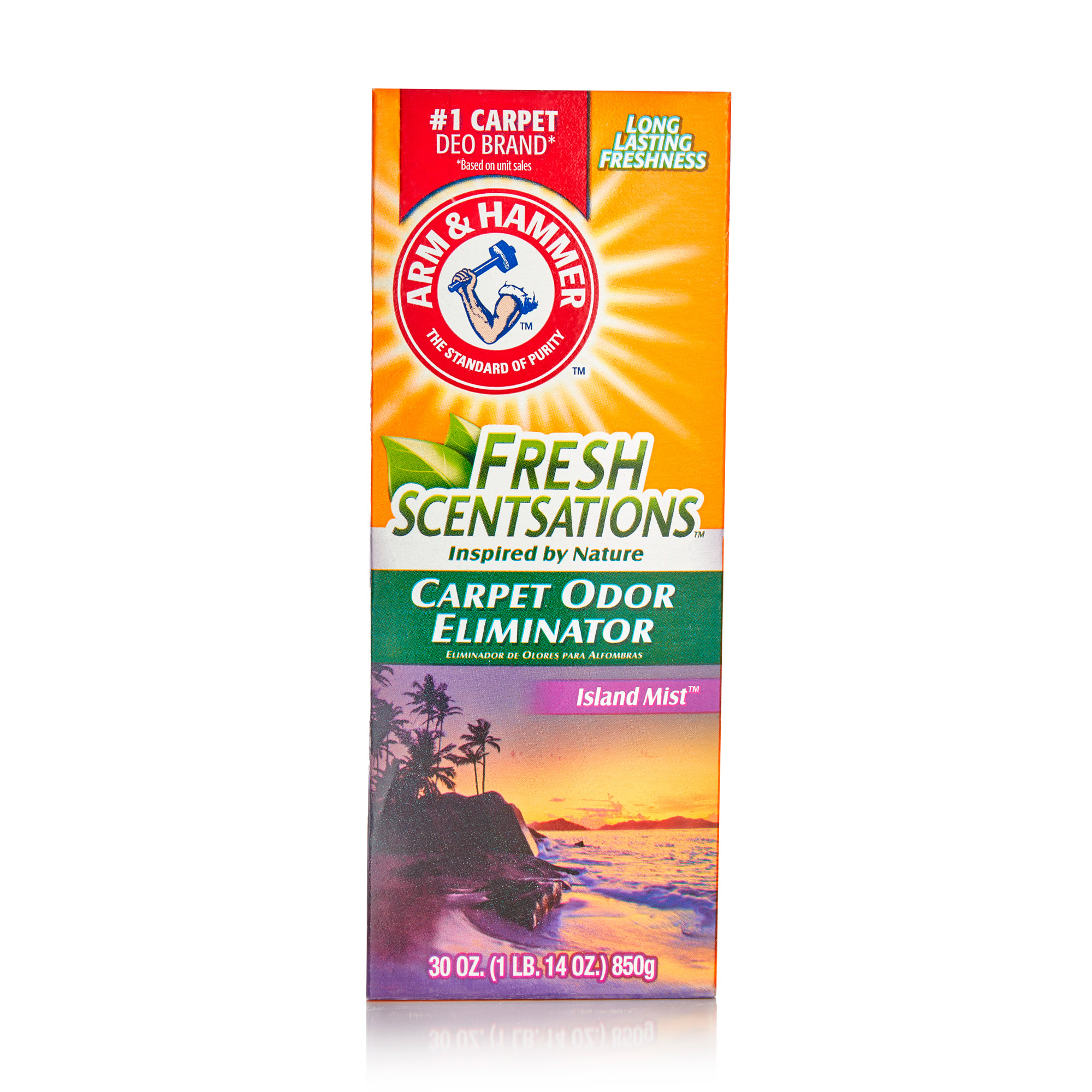 Освіжувач для килимів та приміщень Arm &amp; Hammer Carpet Odor Eliminator Острівний Туман, 850 г